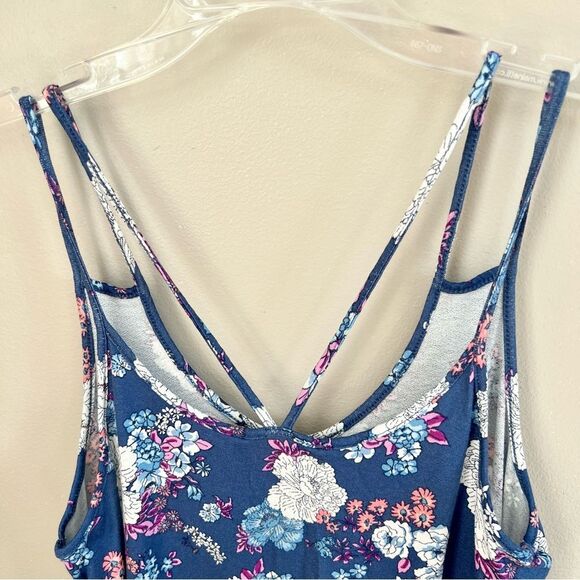 Pink Republic Blue Magenta Floral Crop Spaghetti Strap Cami Tank Size S - Picture 13 of 13